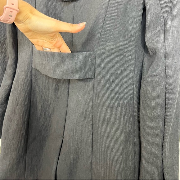 Zenobia black ribbed knit hooded button front spring fall jacket coat 6 - Picture 11 of 16